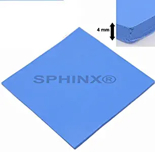 SPHINX blue 100x100x4 mm GPU CPU PS3 PS2 Heatsink Cooling Thermal Conductive Silicone Pad. Works for TV boards and any proper electronics.