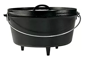 Lodge 8 Quart Camp Dutch Oven. 12 Inch Pre Seasoned Cast Iron Pot and Lid with Handle for Camp Cooking