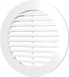 Round Soffit Vent - Air Vent Louver - Grille Cover - Built-in Fly Screen Mesh - HVAC Ventilation Plastic) (4 inch)
