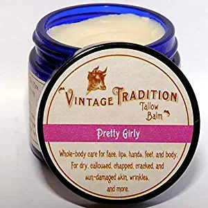 Vintage Tradition Pretty Girly Tallow Balm, 100% Grass-Fed, 2 Fl Oz"The Whole Food of Skin Care"
