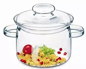 Simax Glassware 2 Quart Glass Pot | With Lid, Heat Resistant Handles, Doubles as Serving Dish, Made from Oven, Microwave, Stove and Dishwasher Safe Borosilicate Glass