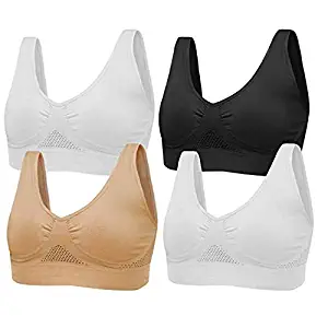 3Pack Perfect for Women's Seamless Wireless Cooling Unpadded Comfort Bra (L)