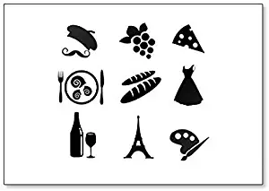 French Symbols And Attractions, Illustration - Classic Fridge Magnet