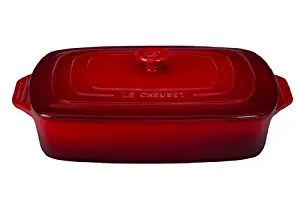 Le Creuset Stoneware Covered Rectangular Casserole, 12.5 by 8.5-Inch, Cerise (Cherry Red)