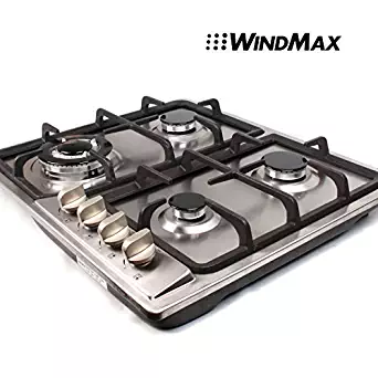 WindMax 23" Stainless Steel 4 Burner Stoves Gas Hob Cooktops Cooker Gas Oven 11259Btu/H