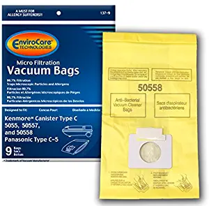 EnviroCare Replacement Micro Filtration Vacuum Bags for Kenmore Canister Type C or Q 50555, 50558, 50557 and Panasonic Type C-5 9 Pack