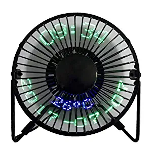 USB LED Fan, SAYTAY Portable Desktop Fan with Real Time Temperature and Build in Message Personal Cooling Fan 360° Rotation Durable for Home and Office (SWR)