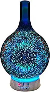 Essential Oil Diffuser Aromatherapy Diffusers for Therapeutic Oils - Ultrasonic 3D Glass Vase Cover & LED Light Display - Cool MIst Aroma Therapy Colorful Nightlight Humidifier Waterless Shut Off