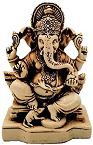JB Exports 4" Lord Ganesh | Ganesha Statue Sculpted in Great Detail in Ivory Antique Finish - Ganesh Idol for Car | Home Decor | Mandir | Gift | Hindu God Idol