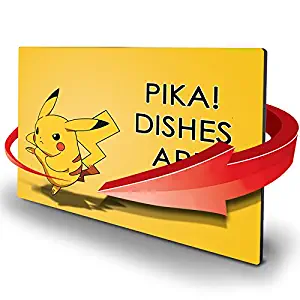 Double Sided Dishwasher Magnet - Clean Dirty Reversible Flexible Flip 3x4 inch Flipside Pokemon Pikachu Yellow Color Base Cartoon Cute Design Perfect Kitchen Addition Premium Flip Sign Indicator