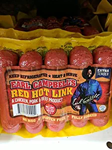 Earl Campbell's Red Hot Link Sausage 14 Oz (4 Pack)