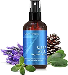 Natural Sleeping Aid for Insomnia and a Good Night's Sleep - Powerful Magnesium Oil Blend with Organic Essential Oils (Cedarwood, Lavender, Sweet Marjoram, and Clary Sage) Made in USA - 4 fl oz
