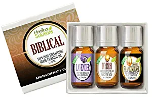 Biblical Set 100% Pure Therapeutic Grade Aromatherapy Essential Oil Gift: Myrrh Frankincense Lavender
