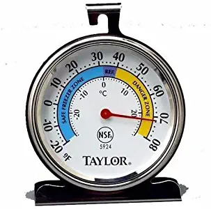 (KaleidoScope) Taylor 5924 Classic Stainless Steel Freezer Refrigerator Thermometer