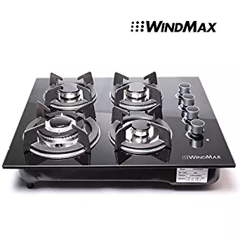 !!! TAX INCLUDED !!! 24" Black Electric Tempered Glass Built-in Kitchen 4 Burner Gas Cooktop