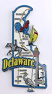 Delaware State Map and Landmarks Collage Fridge Collectible Souvenir Magnet FMC