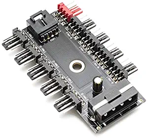 Chassis Fan Hub CPU Cooling | 10 Port 12 V Molex to PWM Connector with 4 Pin 3 Pin | Efficient PC-Fan Controller System with Adhesive Tape | Dedicated Supply from PSU to Link Multiple Points (5 Pack)