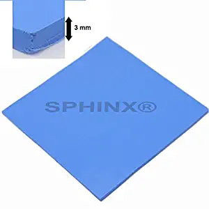 SPHINX blue 100x100x3 mm GPU CPU PS3 PS2 Heatsink Cooling Thermal Conductive Silicone Pad. Works for TV boards and any proper electronics.