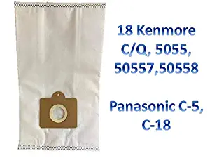 18 Sears Kenmore Type C Canister Vacuum Bags 5055, 50557 and 50558 Hepa Cloth Bags Panasonic C-5, C-18