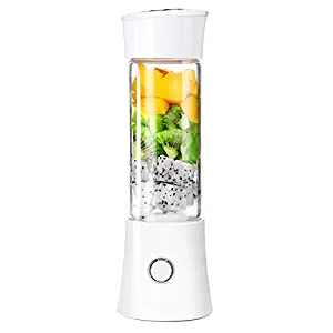 Portable Blender, 480ml Mini Smoothie Maker Juicer Blender with Sports Glass Bottle Personal Blender, Six Blades in 3D, Ice Tray, Removable Cup, for smoothies, fruits and vegetables