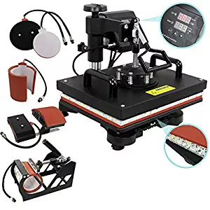 ZENY Digital Heat Press Transfer 5 in 1 Swing Away Heat Press Machine for T-shirt Mug Hat Plate Cap