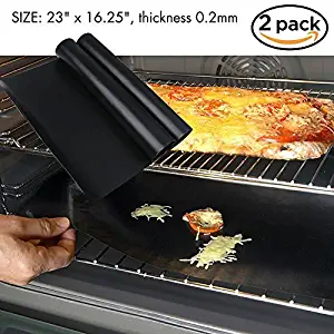 Oven Liner Mat - Set of 2 Large Heavy Duty Non Stick Oven Spill Guard - Size 23" x 16.25", thickness 0.2mm - 100% PFOA & BPA FREE - Works on Gas, Electric, Convection, Dutch, Pizza and Toaster Oven