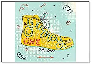 Quote - a Journey Starts with One Step. Phrase into Shoe Silhouette Fridge Magnet