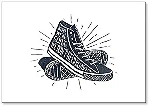 Retro Badge with Sneakers Illustration and Inspirational Lettering Fridge Magnet