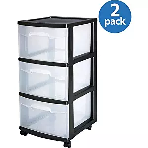 STERILITEE Sterilite 3-Drawer Medium Cart, Set of 2