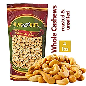 Roasted Unsalted Cashews ~ 4 Lb. - We Got Nuts