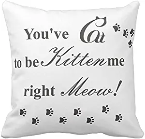 Kissenday 18x18 Inch You've Cat to be Kitten Me Right Meow Cotton Polyester Decorative Home Decor Sofa Couch Desk Chair Bedroom Car Humorous Quote Saying Love Funny Perfect Square Throw Pillow Case