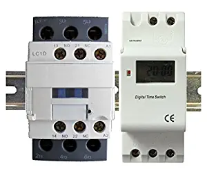 Electrodepot 7 Day 24 Hour Electronic Programmable Timer 120V with 50 Amp 3 Pole Contactor 30A, 40A 50A 3phase