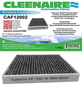 Cleenaire CAF12002 The Most Advanced Protection Against Smog Bacteria Dust Viruses Allergens Gases Odors, Cabin Air Filter For 15-17 Hyundai Sonata (Excluding Hybird)