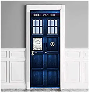 ONE Piece WonderlandWalls Sticker for Door/Wall/Fridge - London Police Box. Peel & Stick Removable Mural, Decole, Skin, Wrap, Decal, Cover, Poster. All Sizes! (36"x80")