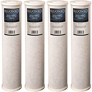 Big Blue Carbon Block Replacement Water Filters 4 pcs 4.5" x 20" Cartridges for Chlorine, Taste and Odor