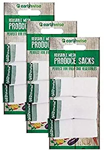 Earthwise Reusable Mesh Produce Bags - Washable Set of 9 Premium Bags, TRANSPARENT Lightweight, Strong SEE-THROUGH Mesh for shopping, transporting and storing fruits and veggies.