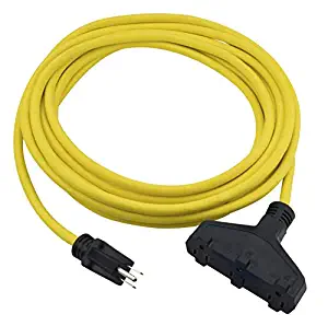 Prime EC600825 Extra Heavy Duty 25-Foot Outdoor Generator Extension Cord 3-Conductor Triple Tap