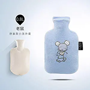 Cartoon Jacket PVC Water Injection hot Water Bottle Warm Water Bag Hand Warmers 6505, Blue Mouse Original Jacket Small 0.8L