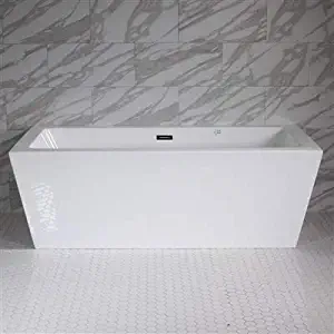 SanSiro 'Asti73CWJ' 73 x 34 inch Center Drain WATER JETTED High Gloss White ACRYLIC Freestanding Bathtub