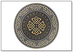 Celtic Shield, Decorated with a Ancient European Pattern and Scandinavian Runes Fridge Magnet