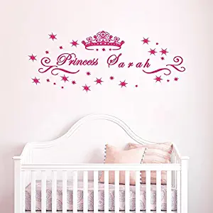 decalmile Personalized Custom Name Wall Decals Princess Wall Stickers Vinyl Wall Art for Girls Bedroom Kids Nursery Baby Room