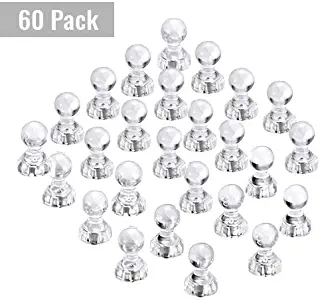 60 Pack Powerful Push Pin Magnets, Clear Crystal Color Idea for Holding Paper Photo Calendar on Refrigerator, Whiteboard and Dry Erase Board By House Again