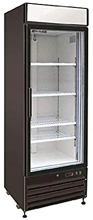 Chef's Exclusive CE322 Commercial 1 Hinged Swing Single Glass Door Refrigerator Merchandiser Cooler Display Showcase LED 23 Cubic Feet 4 Adjustable Shelves Digital Controller Lock, 27 Inch Wide, Black