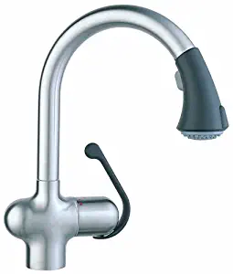 GROHE 33 755 KD0 Ladylux Cafe Pull-Out Kitchen Faucet, Stainless Steel/Black