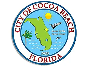MAGNET 4x4 inch Cocoa Beach City Seal Sticker -decal logo florida fl car bumper window Magnetic vinyl bumper sticker sticks to any metal fridge, car, signs