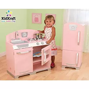 KidKraft Retro Kitchen and Refrigerator,Pink