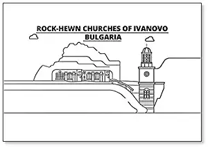 Bulgaria - Ivanovo, Rock-hewn Churches Minimalist Illustration Classic Fridge Magnet