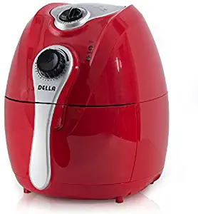 Della Electric Air Fryer w/Temperature Control, Detachable Basket Handle - Red, 1500W