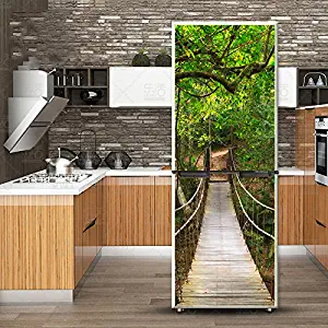 yazi Customized Door Fridge Sticker Closet Cover DIY Self Adhesive Removable Waterproof Vinyl Sticker for Refrigerator Covering Full Door Wall Decal Hallway Mural 23x70 Inch,Hanging Bridge