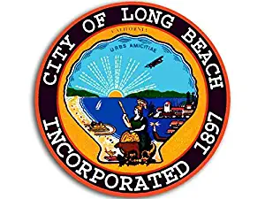 MAGNET 4x4 inch Long Beach City Seal Sticker - decal logo california ca city socal love Magnetic vinyl bumper sticker sticks to any metal fridge, car, signs